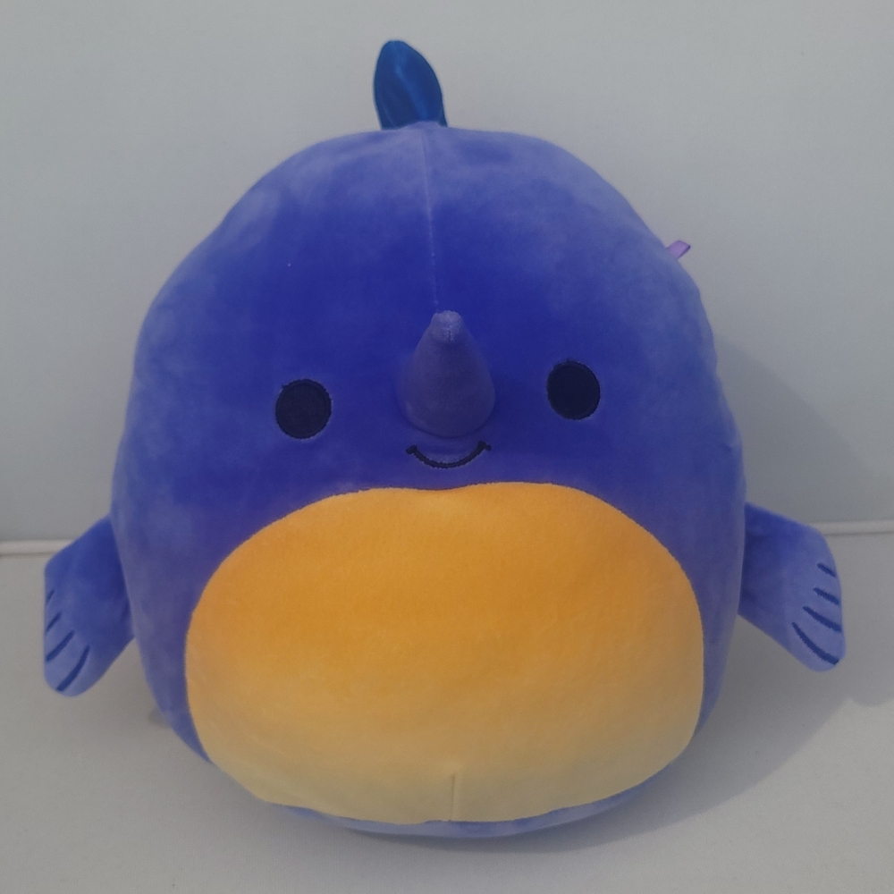 Blue and Yellow Plush Narwhal Toy